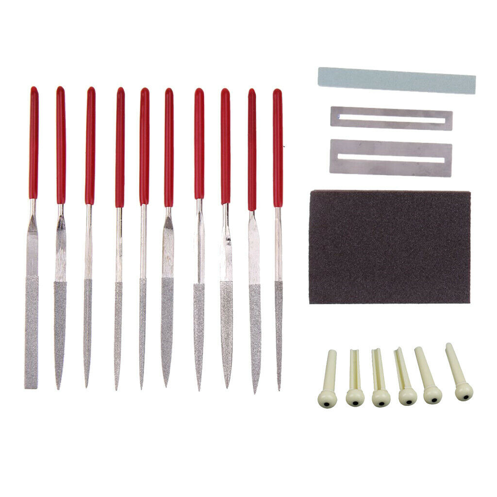 Guitar Repair Protect Tool Kit Fret Stainless File Set Grinding Stone Sponge
