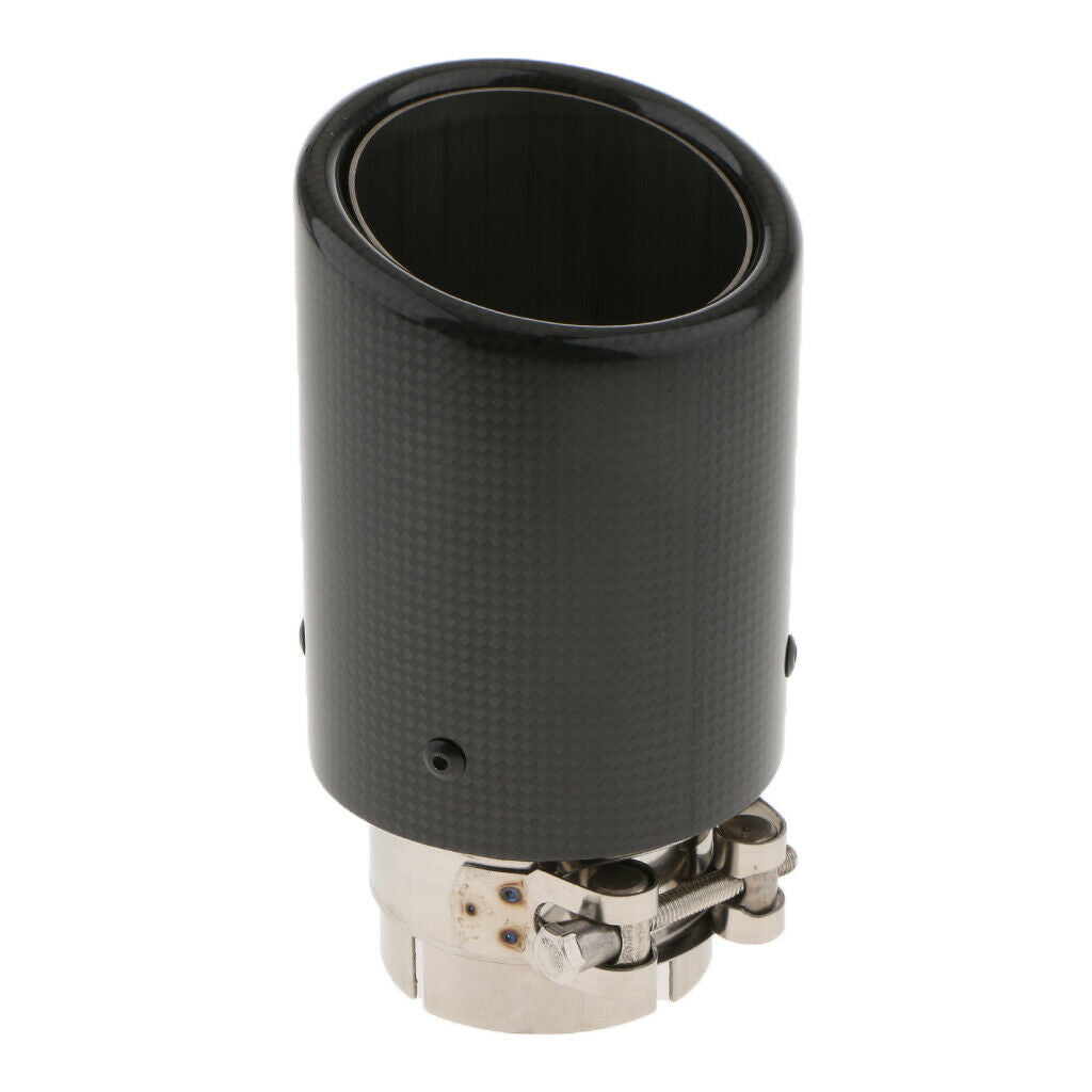 Black Carbon Fiber Car Rear Exhaust Muffler End Tail Pipe Tip 63mm Inlet