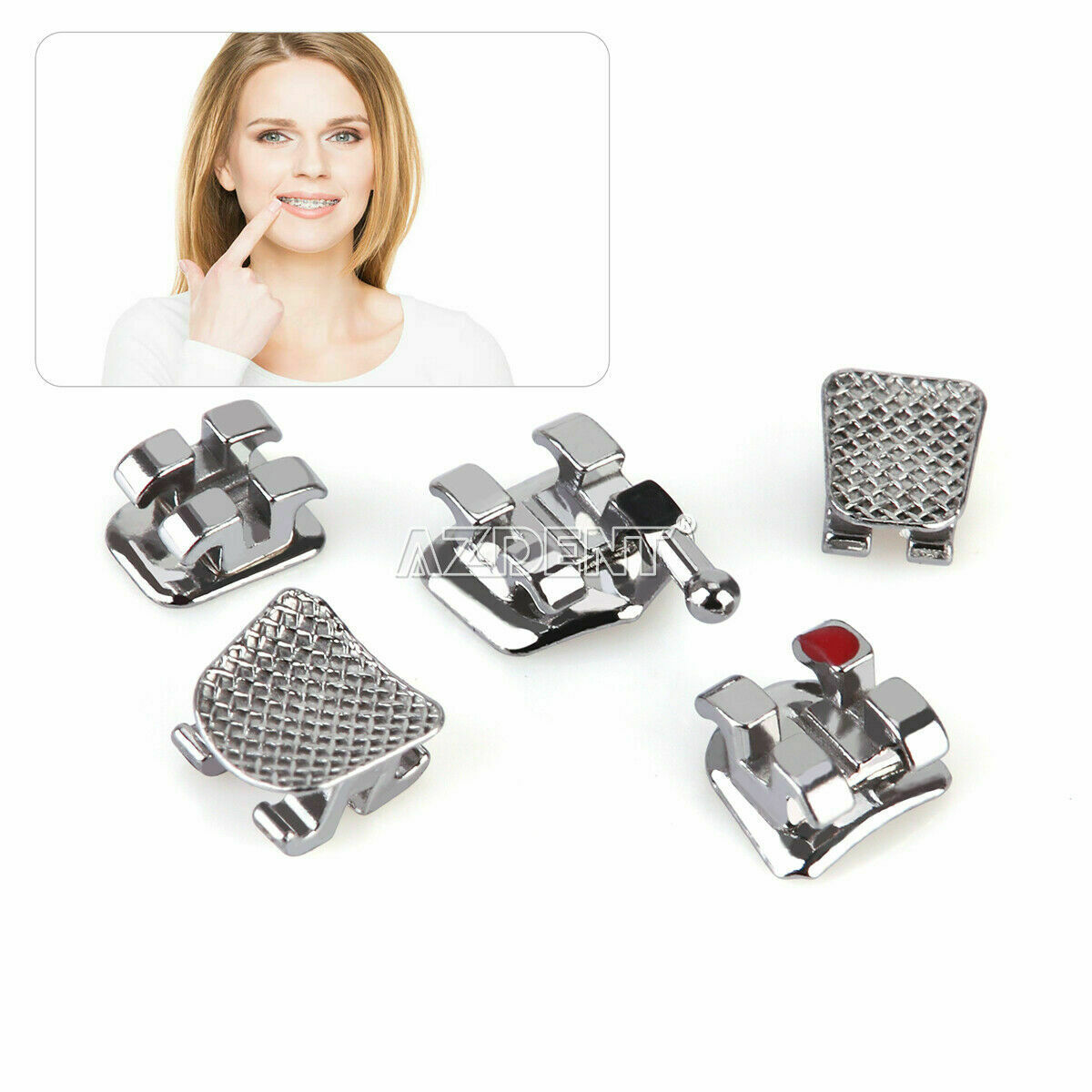 20 Packs Dental Orthodontic Metal Brackets Braces Mini Roth.018 Hooks 345 AZDENT