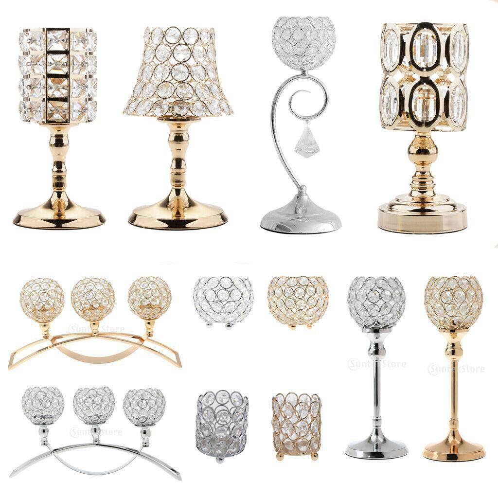 2 Pieces 35cm Golden Votive Tea Light Candle Holder Candlestick Wedding Banquet