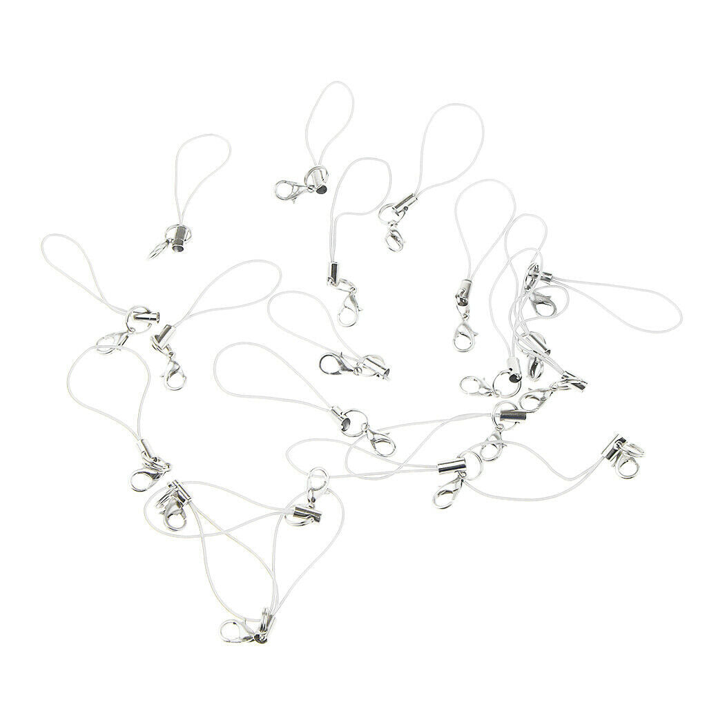 Set Of 40 Braided Polyester Cords With Clasp Hook DIY Carabiner Charm Black +