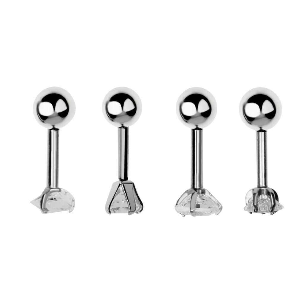 4 Pieces Zircon Tragus Lip Studs Stud Bar
