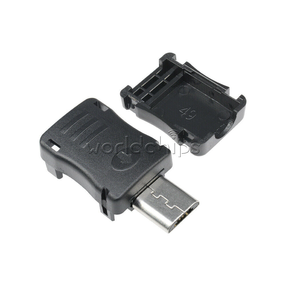 20pcs Micro USB 5 Pin T Port Male Plug Socket Connector&Plastic Cover DIY