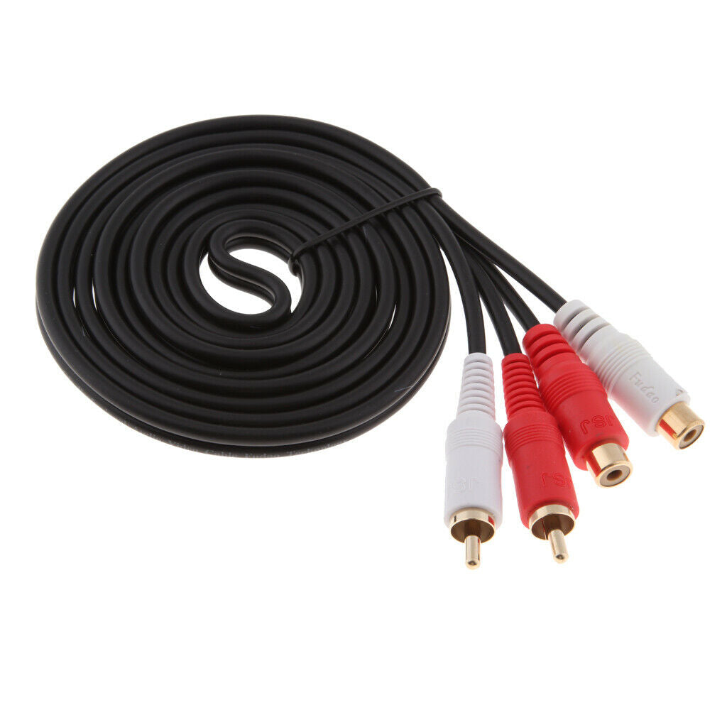 2 RCA Male to Female Jack Adapter Stereo Aduio Cable Line for Amplifier TV