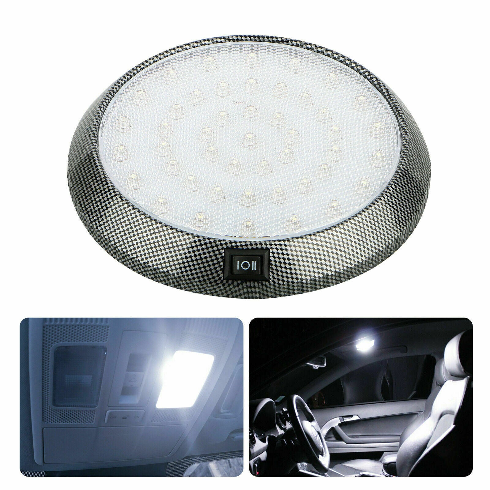DC 12V White 46 LED Car Auto Round Dome Roof Ceiling Light Interior Bright White