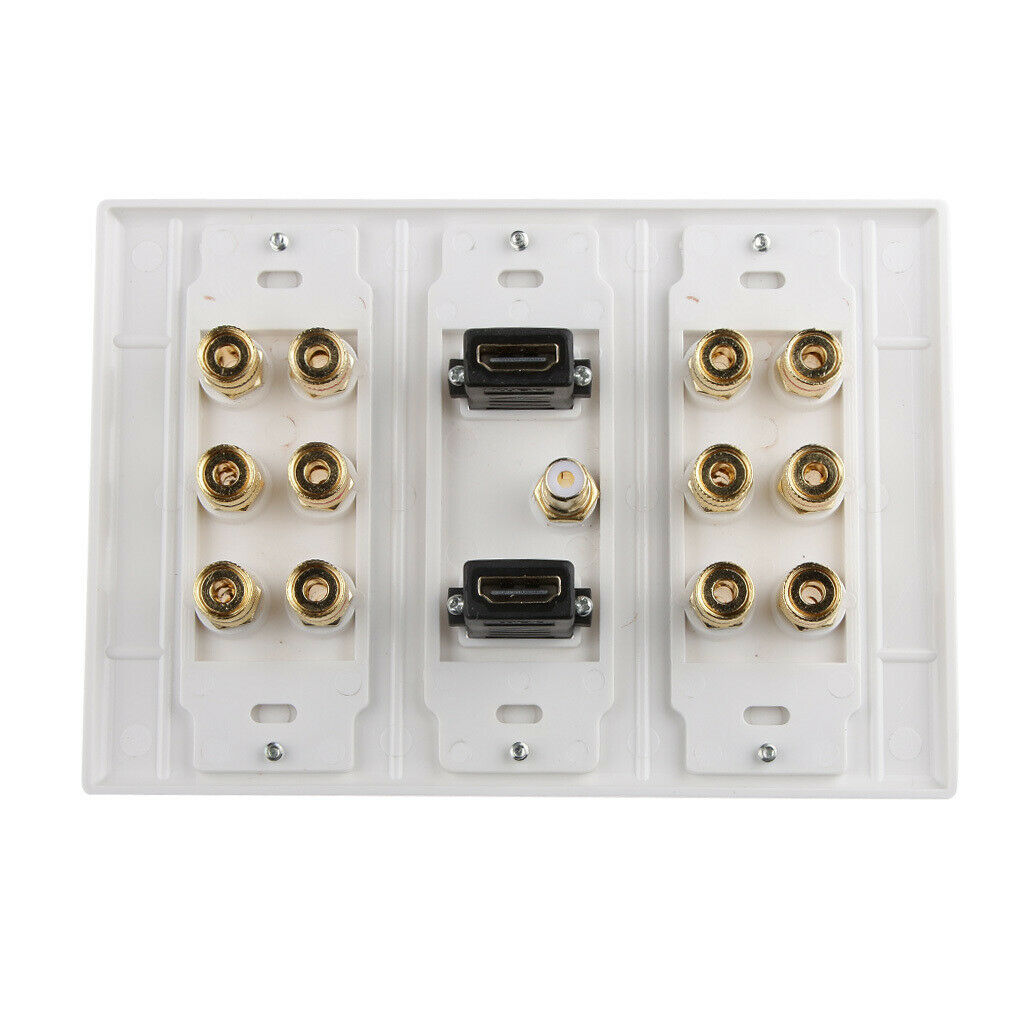 6.1 Surround Speaker Wire Wall Banana Post Face Plate 2   Ports White