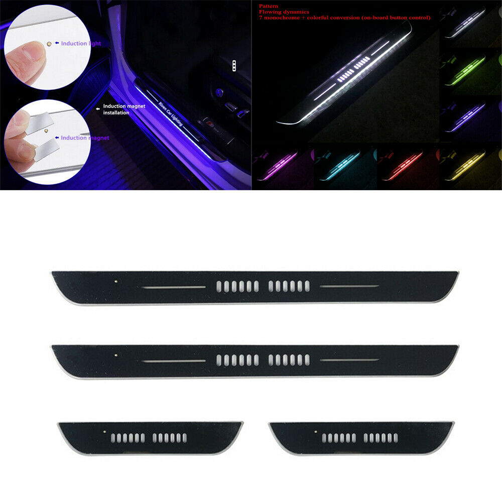 Universal LED RGB Flowing Pedal Light Door Sill Pathway Welcome Scuff Light 4Pcs