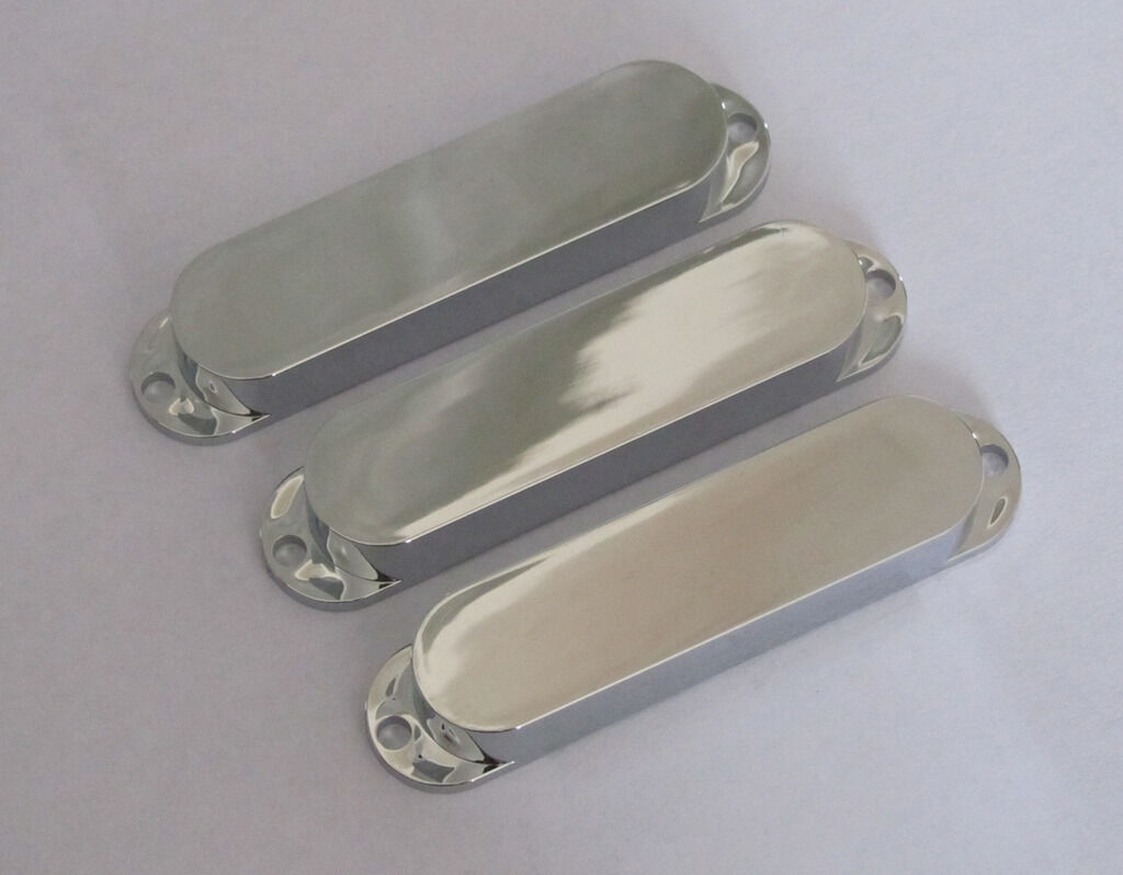 Chrome Plastic ST Strat Closed Single Coil Pickup Cover Sealed Pickup Covers