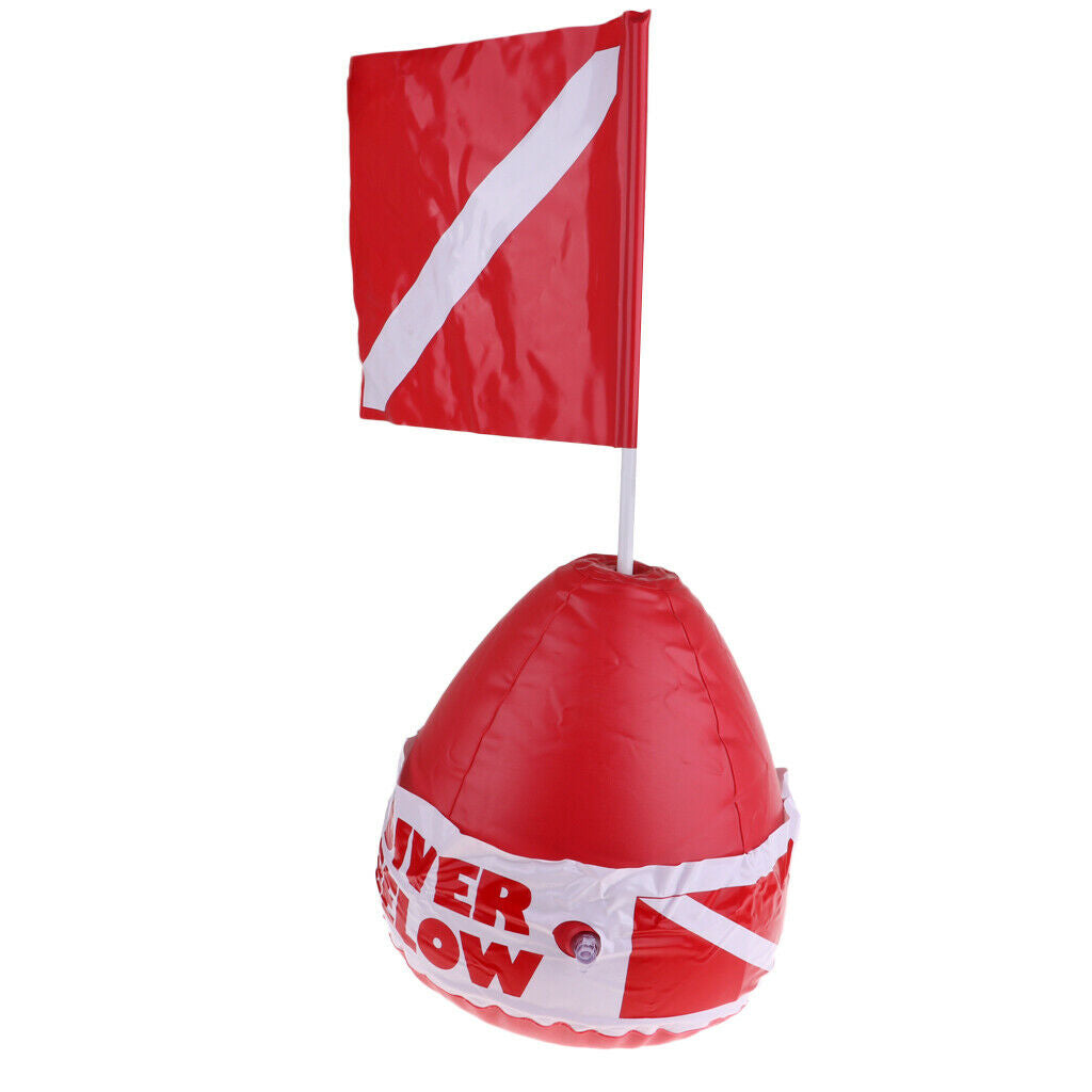 Scuba Diving Diver Below Inflatable Float Surface Marker Buoy, PVC Dive Flag