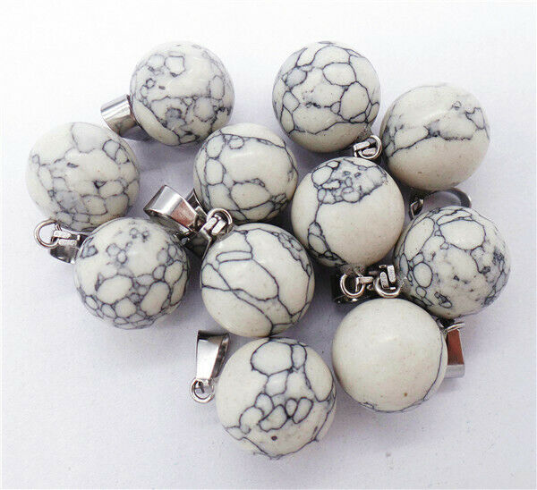 100Pcs 14mm White Turquoise Ball Sphere Pendant Bead DIY Jewelry Making HH8343