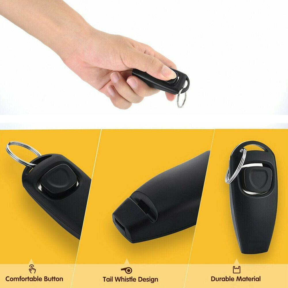 Pet Puppy Dogs Clicker&Whistle Training Obedience Agility Trainer Click Ring