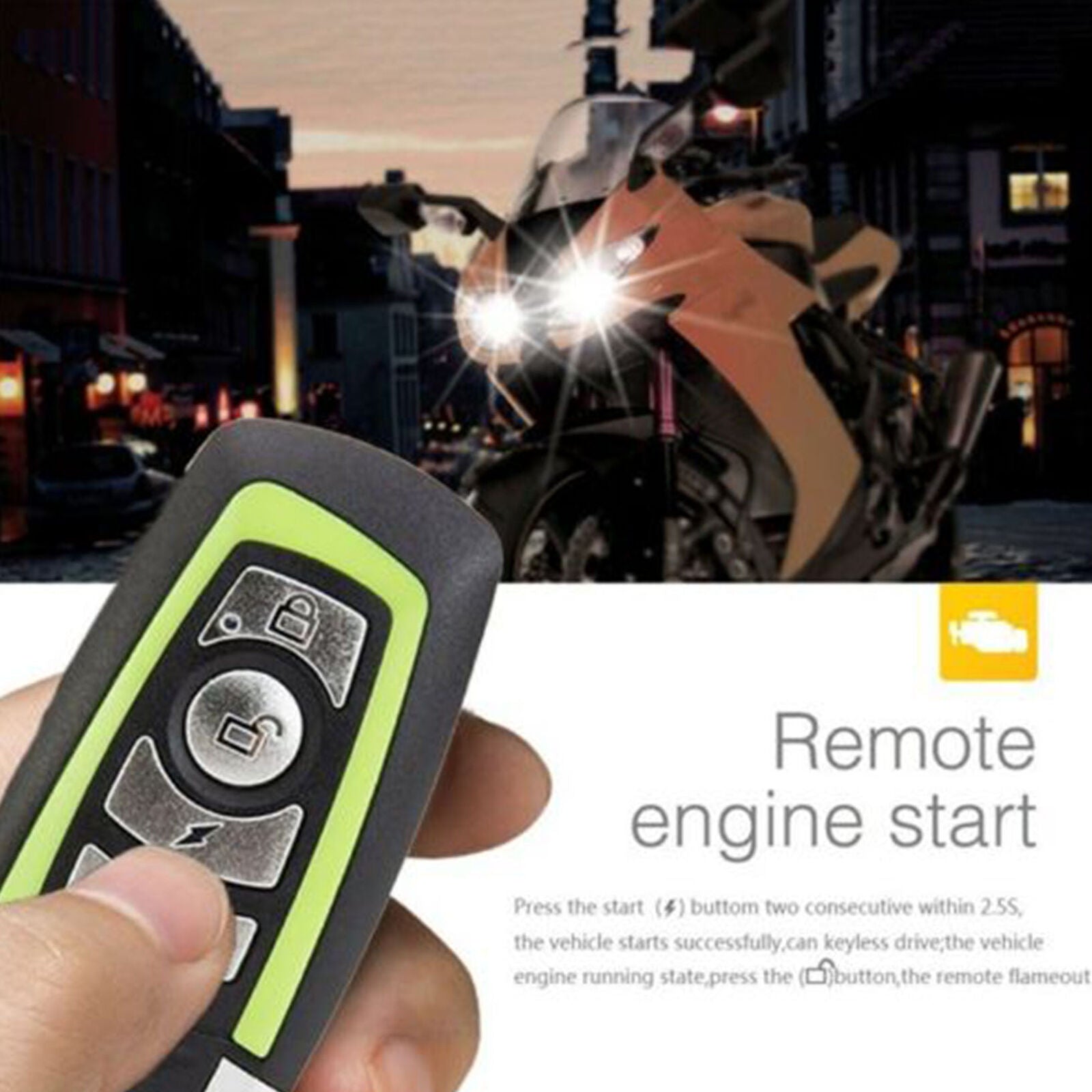 Motorcycle Scooter Security Alarm System Anti-theft Remote Control Engine Start