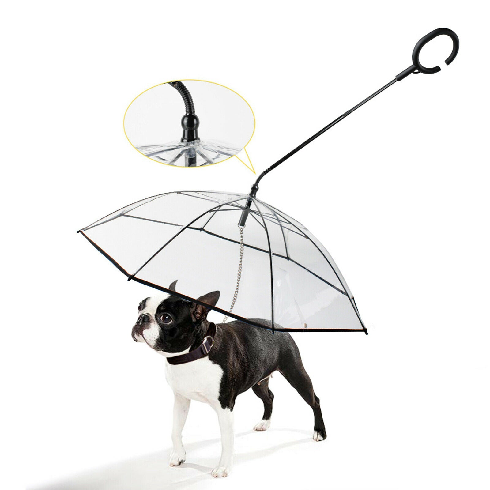 Dog Cat Umbrella with Leash Walking Clear Cover Keeps Pet Dry Raincoats