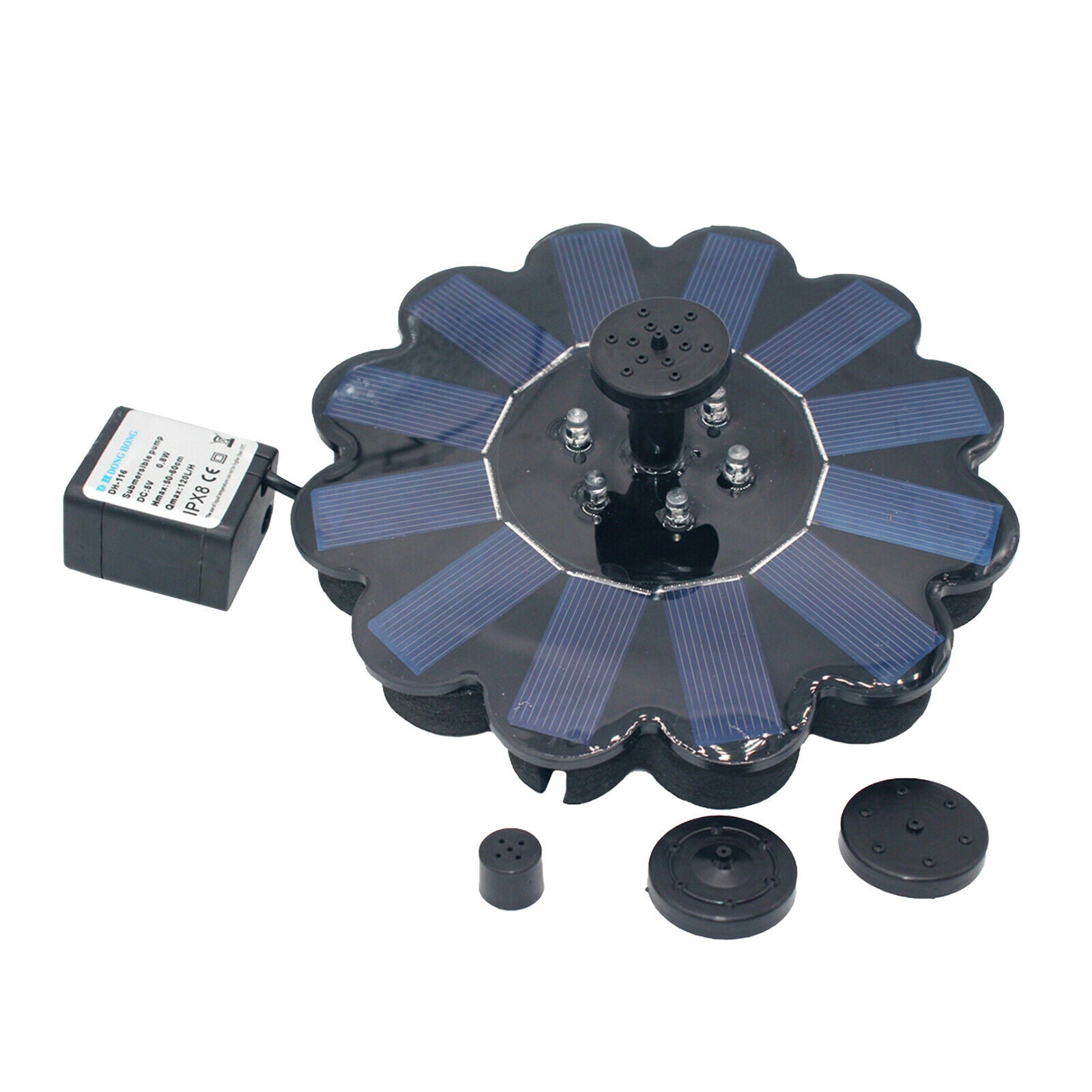 LED Petal Shape Solar Power Fountain Pump for Garden Fish Tank Outdoor Decor