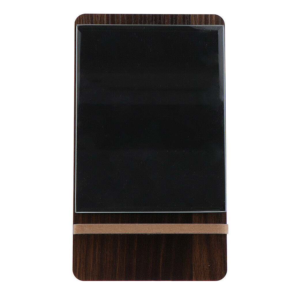 Cosmetic Countertop Makeup Mirror W/ Wood Frame For Bedroom Bathroom Travel - as