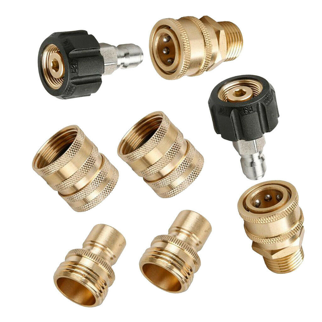 8pcs Copper Pressure Washer Fittings 1/2'' 3/4'' Quick Connect 5000PSI
