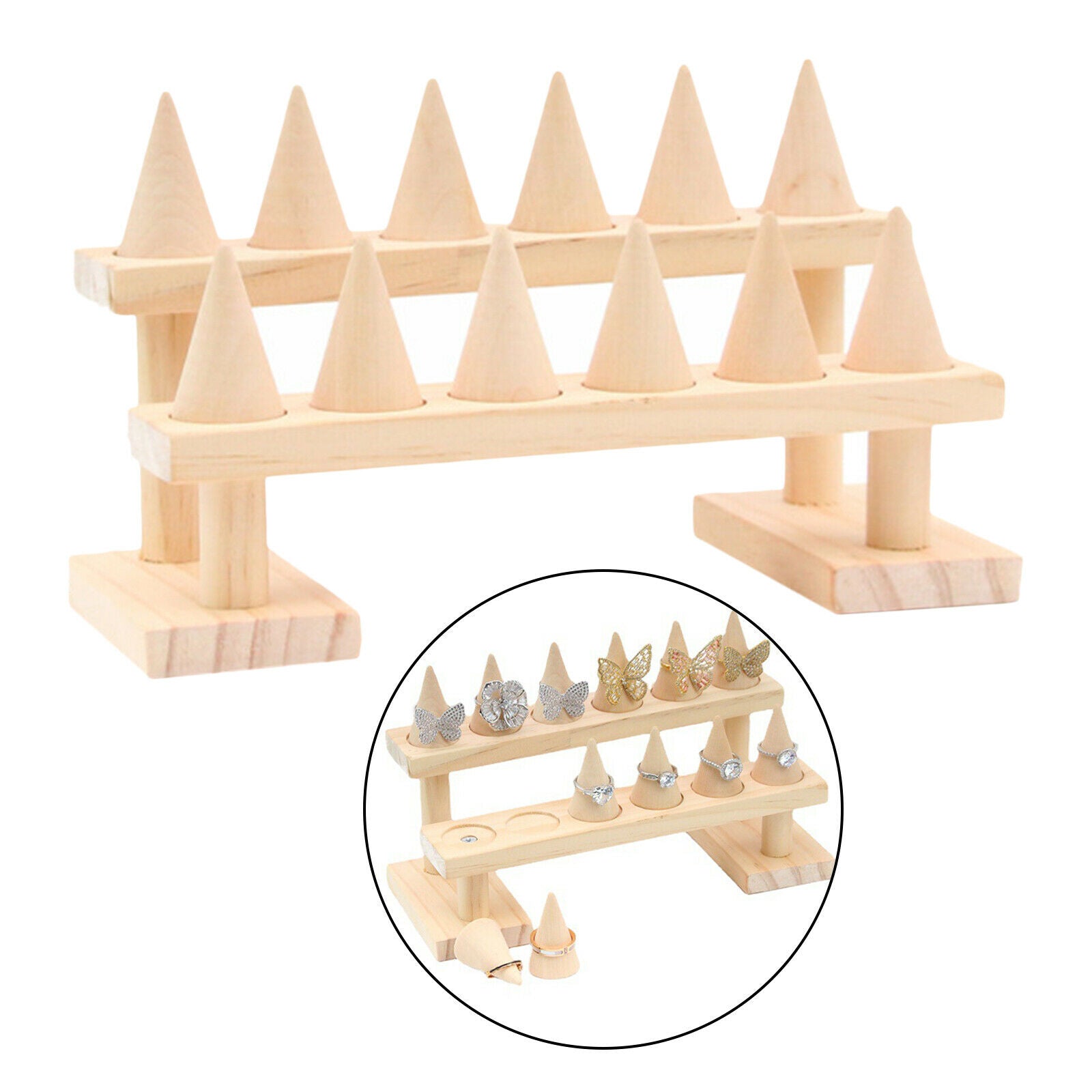 Solid Wood Finger Ring Display Decorative Display Stands for Jewelry Storage