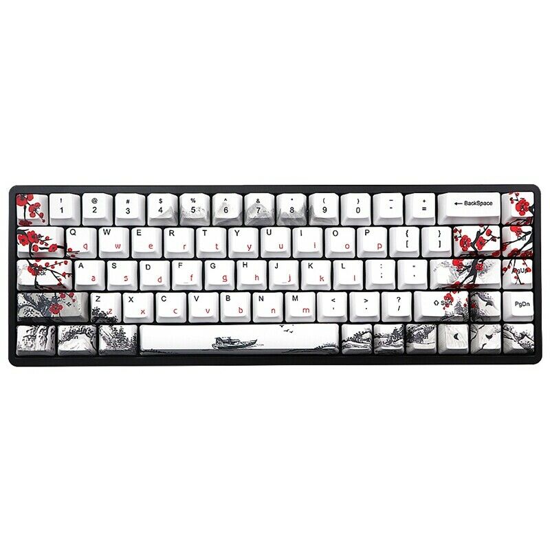 Novelty Allover Dye Subbed Plum Blossom 68 Key Profile Keycap for RK68 NIZ68 SY9