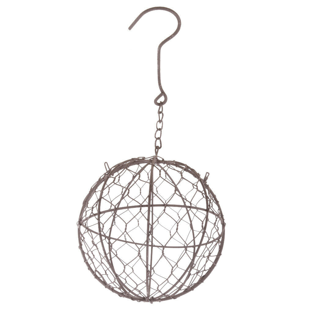 2Pcs 15cm Iron Ball Shape Succulent Pot Metal Hanging Planter Plant Holder