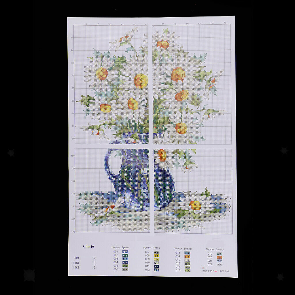 Daisy Printed Cross Stitch Kit for Beginners Stamped Flowers Patterns Decor