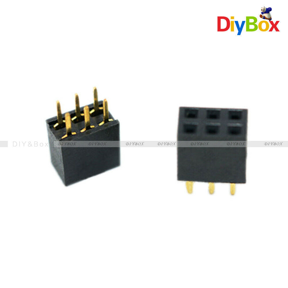 50PCS 6Pin  2.54mm Double Row Female Straight Header Pitch Socket Strip 2x3 Pin