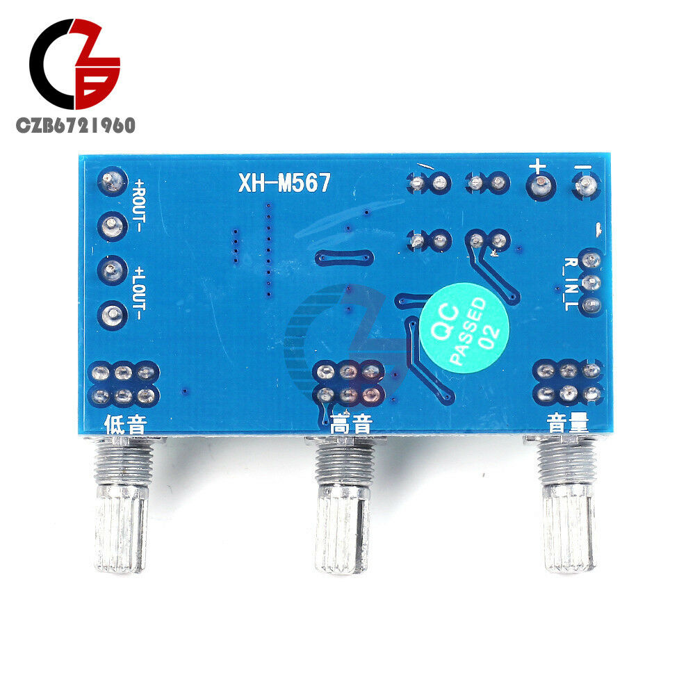 TPA3116D2 Dual Channel DC 12V 24V 80Wx2 Digital Treble Bass Pre Amplifier Board