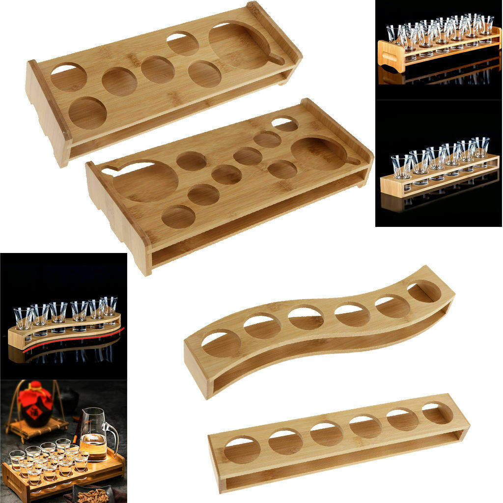 Bamboo Cup Holder Organizer Rack 7/12 Holes Home Cup Storage Holder Stand