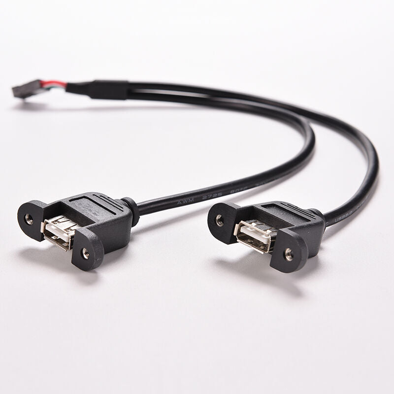 New Black 30cm/1FT 2 Port USB A Female to Internal 9 Pin Header Adapter C.l8