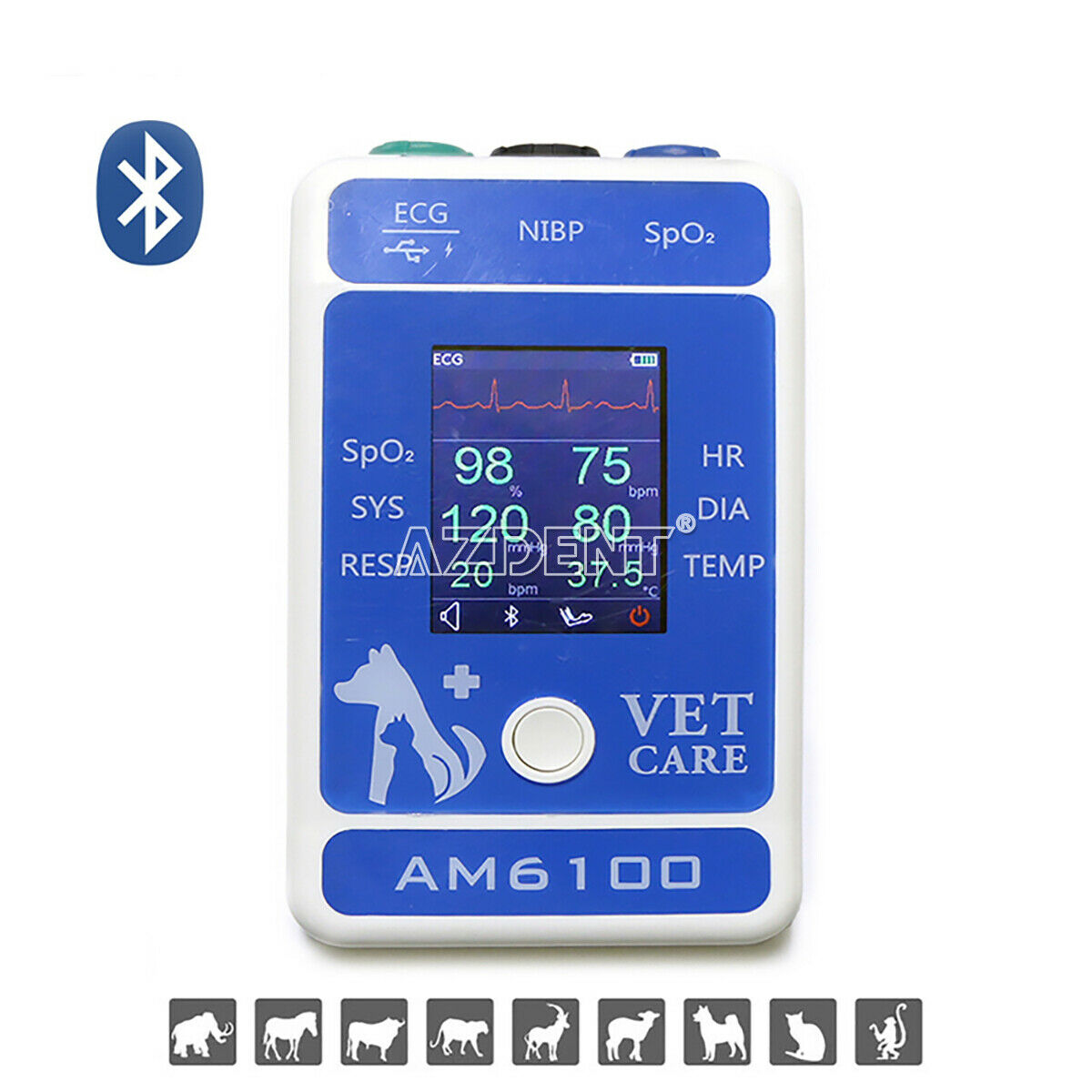 Veterinary Patient Monitor Pet Animal Portable Monitor Android NIBP SpO2 ECG USA