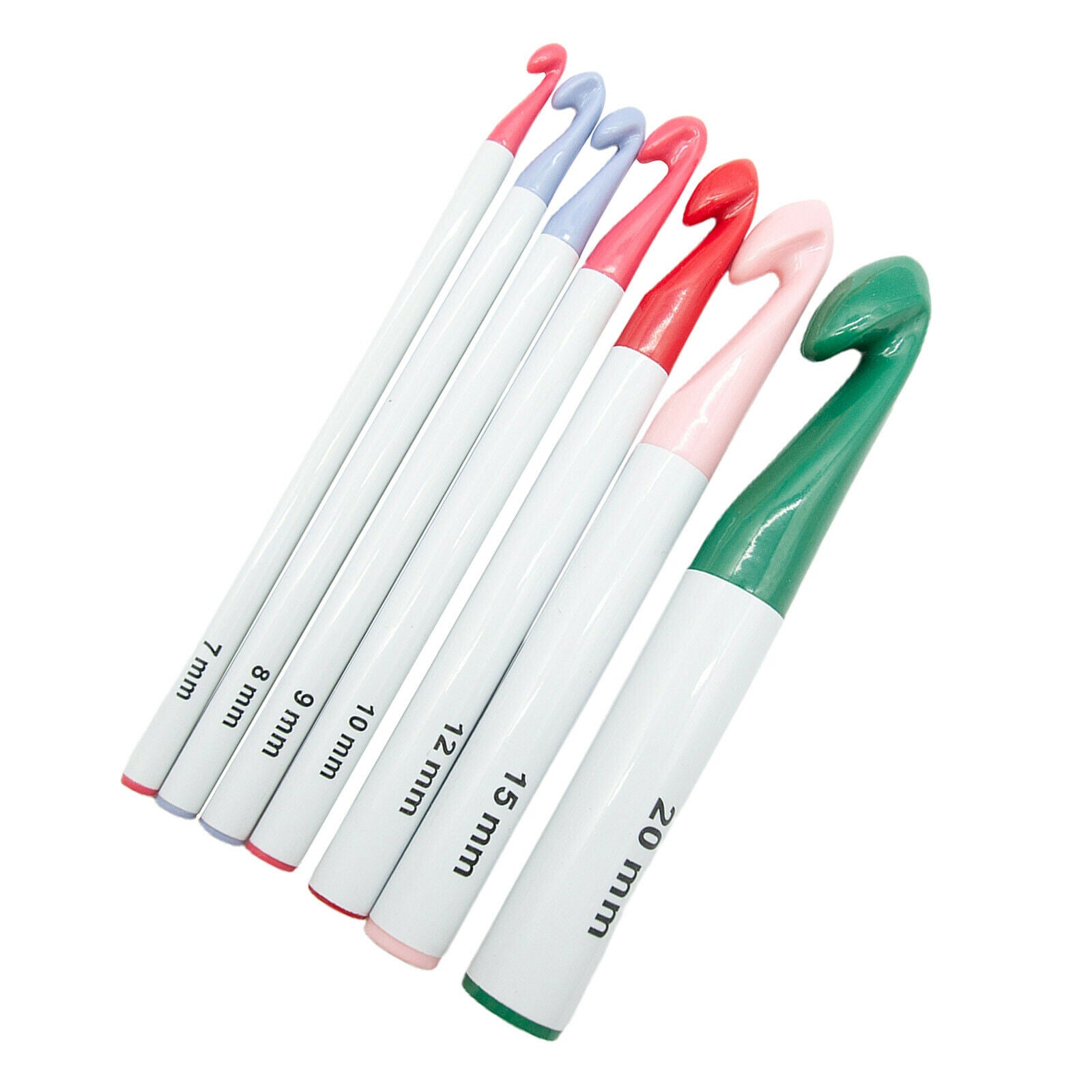 7 Pieces Colorful Crochet Hooks Set Knitting Needles Weave Craft 7mm-20mm