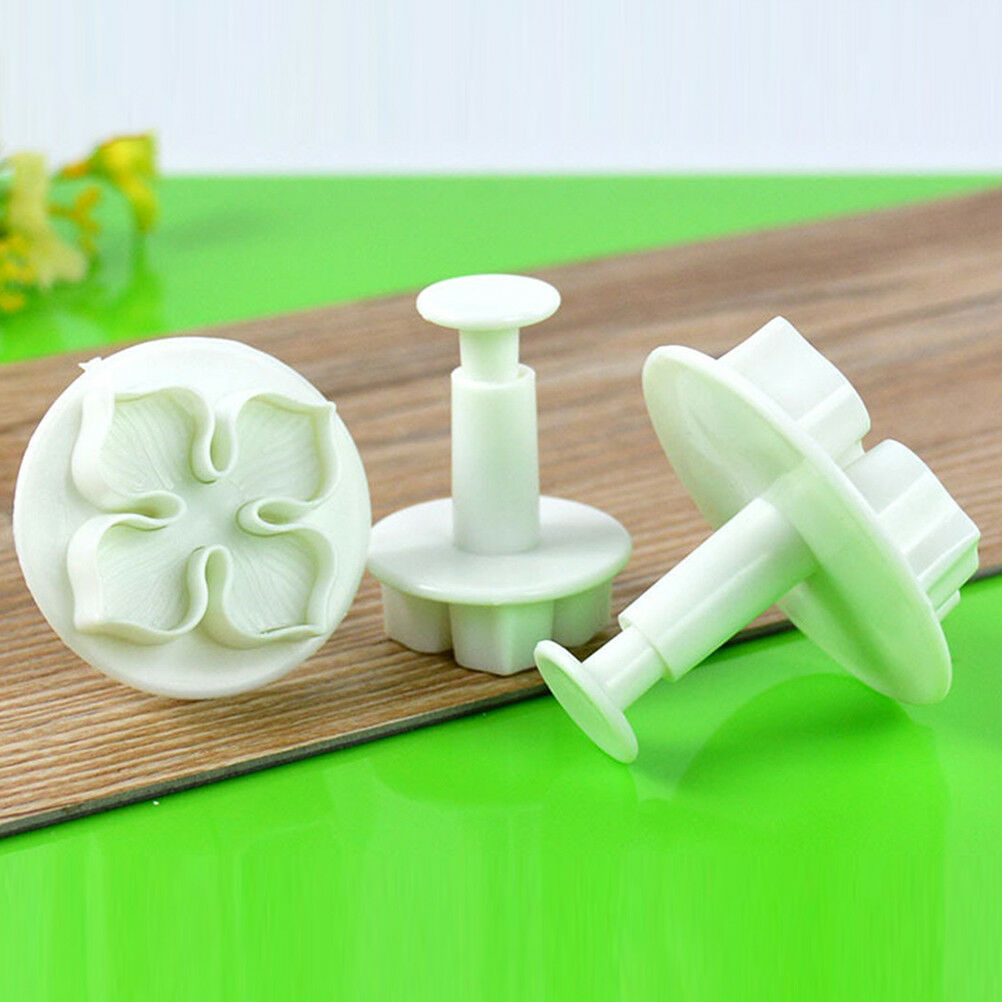 3pcs DIY Bakeware Flower Plunger Cutter Mold Embossed Stamp Fondant CakeC.l8