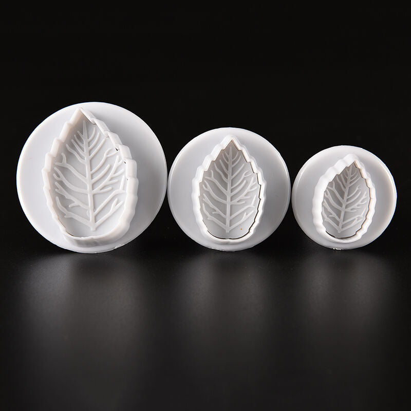 3pc Cutter Cake Mold Fondant Cookie Rose Leaf Plunger Sugarcraft Decoratin.l8