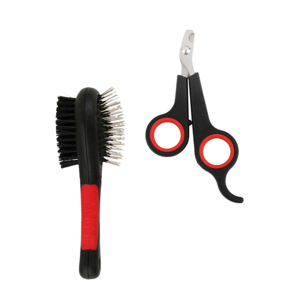 Pet Nail Clippers Trimmer Scissors And Double Hair Comb Brush