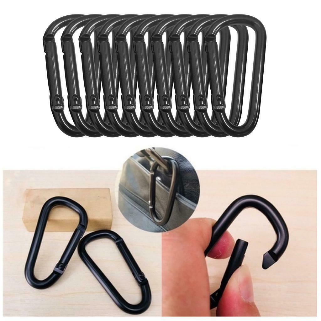 10Pcs Aluminum Snap Hook Carabiner D Ring Key Chain Clip Keychain Camping Hiking