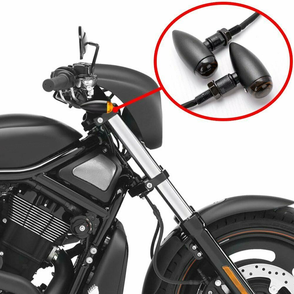 Pair of 12V Motorcycle Turn Signal Indicators, Amber Light Lamp for