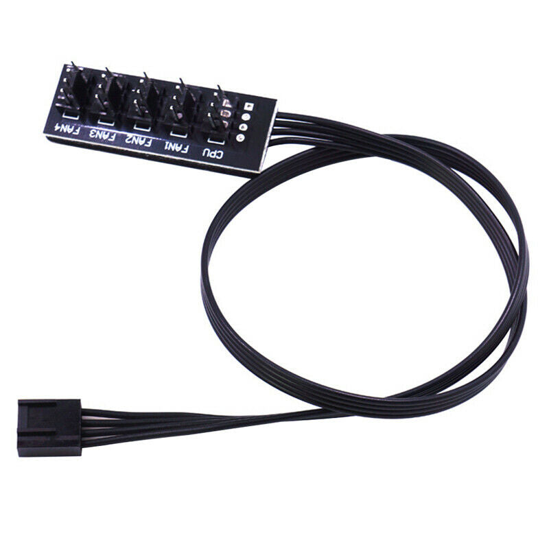 1 To 5 4-Pin PWM CPU Fan HUB Cooling Splitter Adapter Braided Power Cable .l8