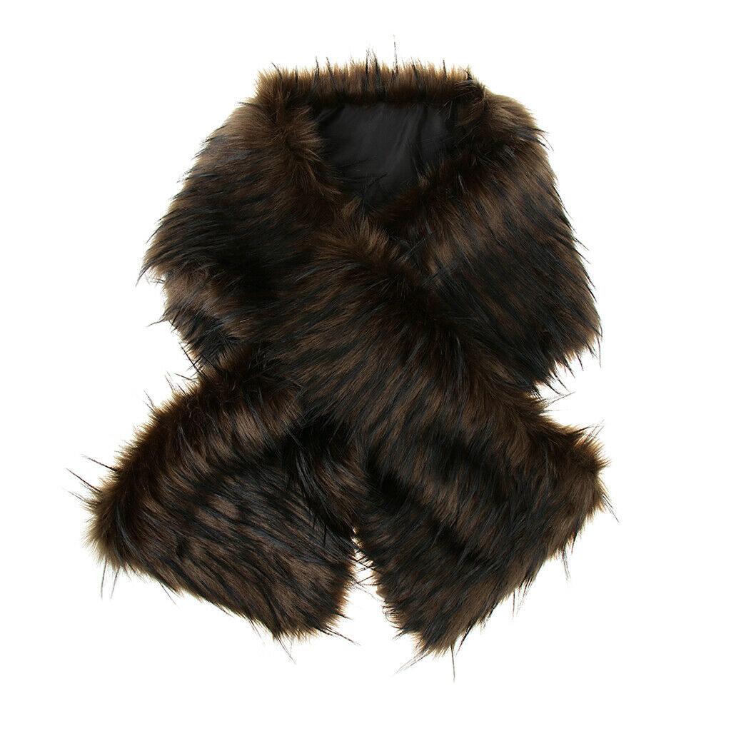 Women's Wedding Shawl Faux Fur Scarf Wraps Cape for Evening/Party/Show Brown
