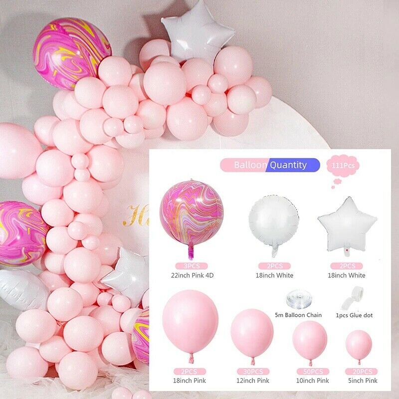 Pink Balloon Chain Combination Birtay Party Wedding Room Decoration Set BallK6A5