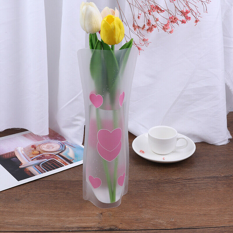 Portable Foldable Vase Office Home Decoration Random PVC Plastic Flower V.l8