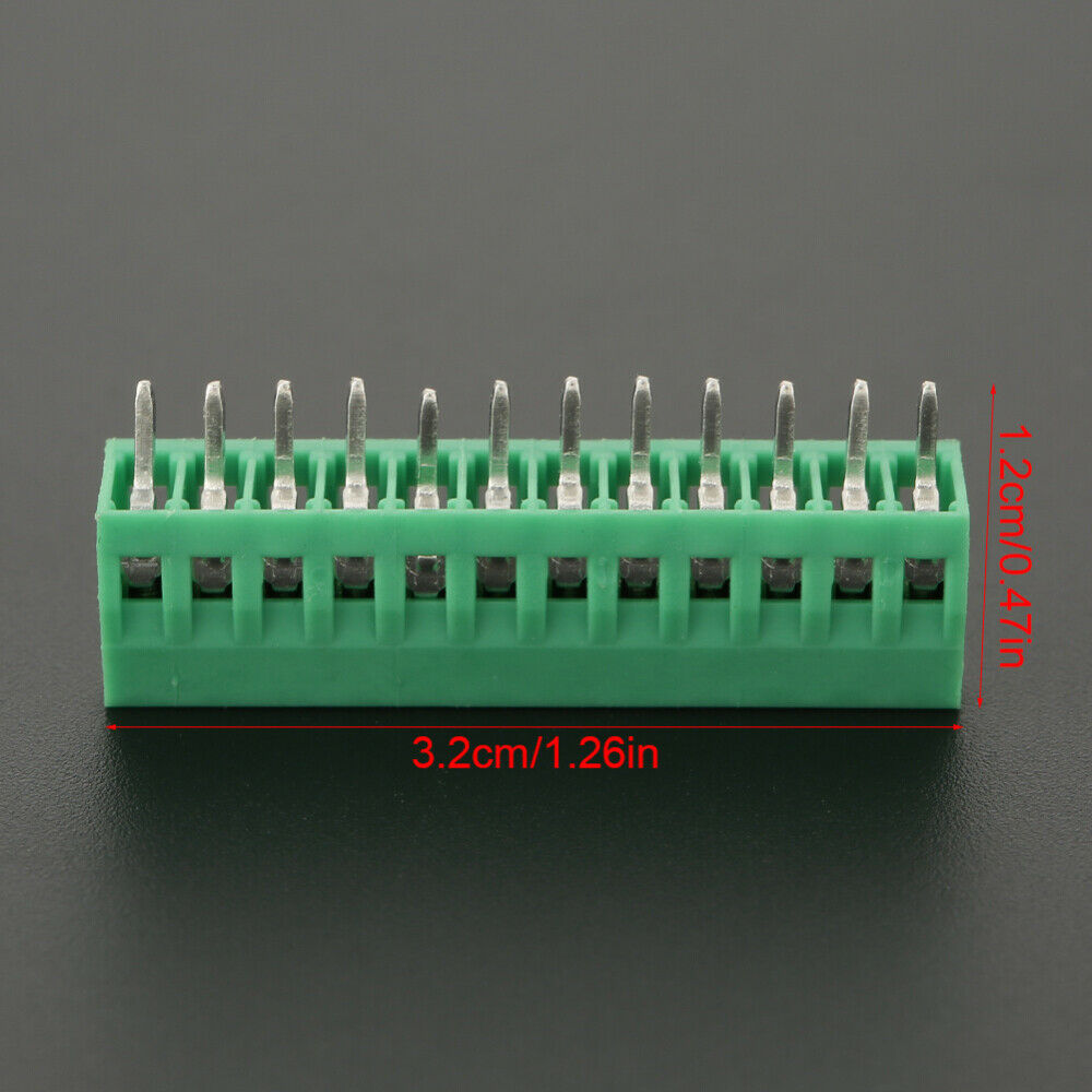 10pcs/set 12 Pin 2.54mm Pitch Green PCB Universal Screw Terminal Block Connector