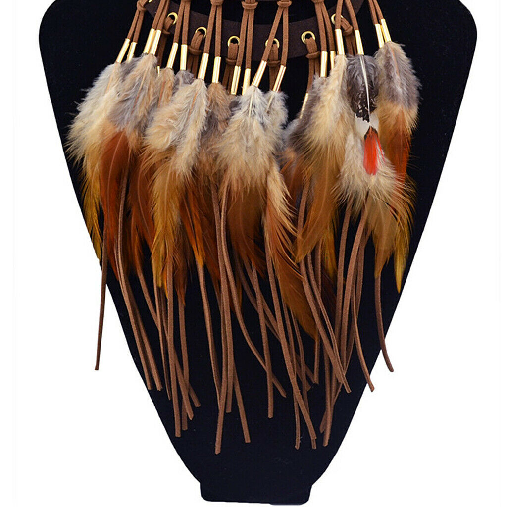 Prettyia Fashion Tassel Faux Feather Necklace Pendant Statement Bib Choker