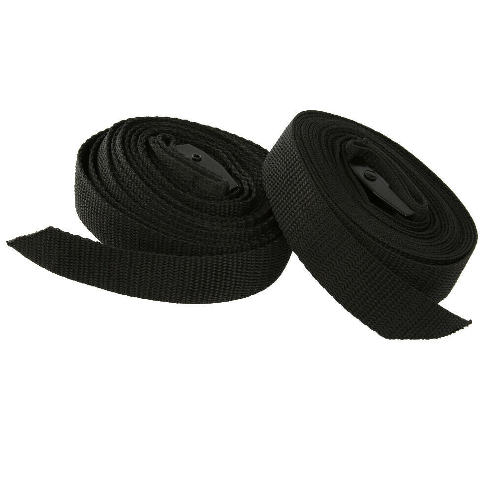 Pair Tie Down Strap 3.8m Length 25mm Wide for Roof Rack Kayak Canoe Black