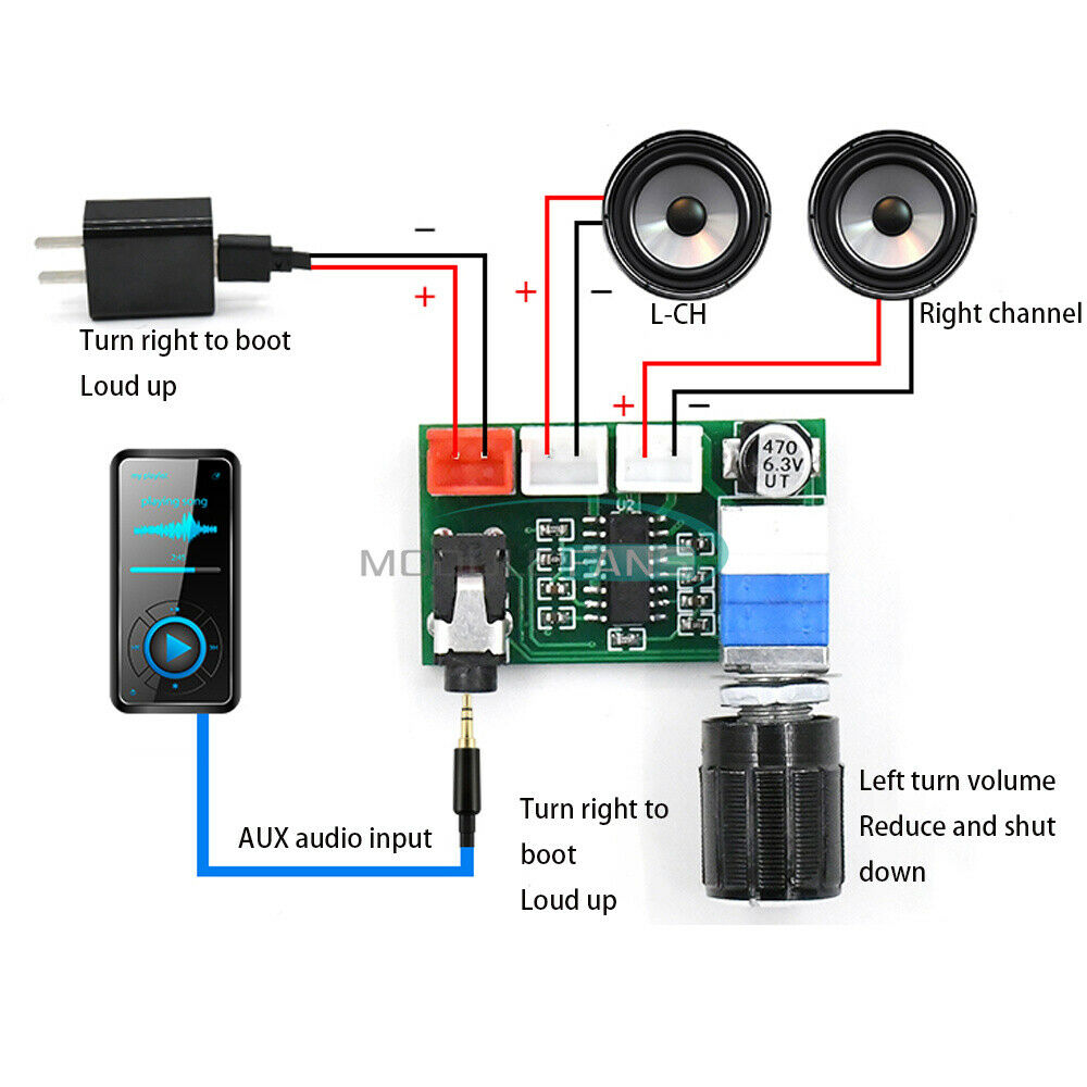 DC 5V Digital Power Amplifier Board PAM8403 w/ Volume Knob 2*3W Output XH-A157