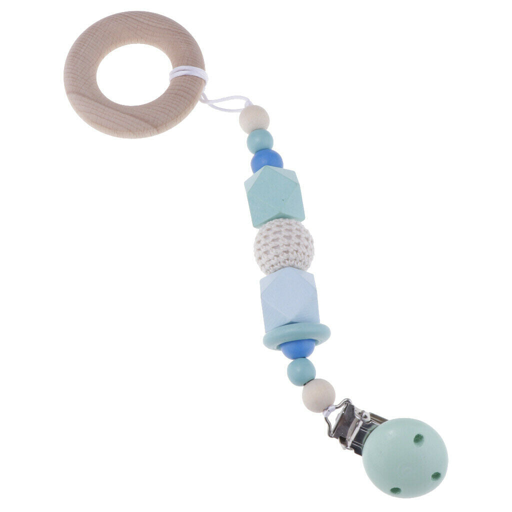 Baby Wood Pacifier Clamping Chain Wooden Kids Teether Toys Donuts