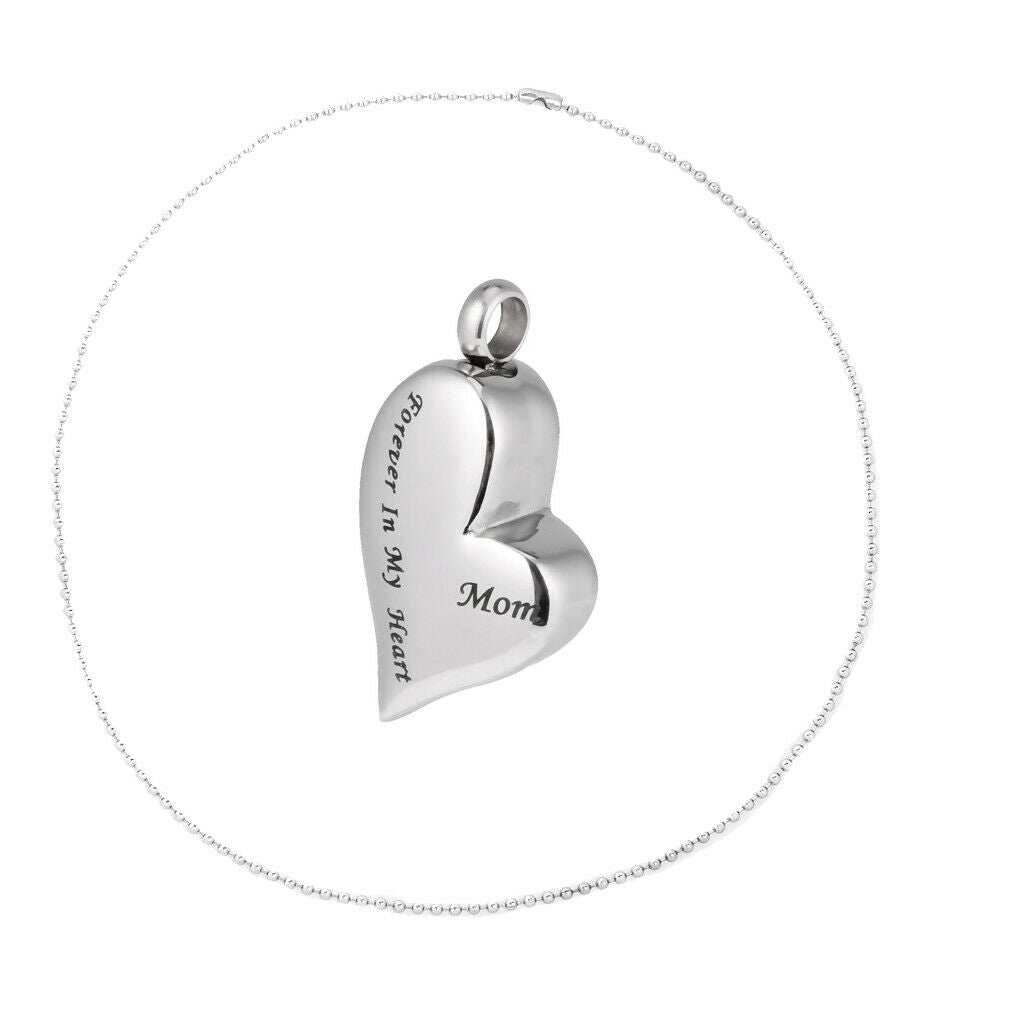 Mom Forever In My Heart Cremation Urn Pendant Ball Bead Chain Necklace Gift