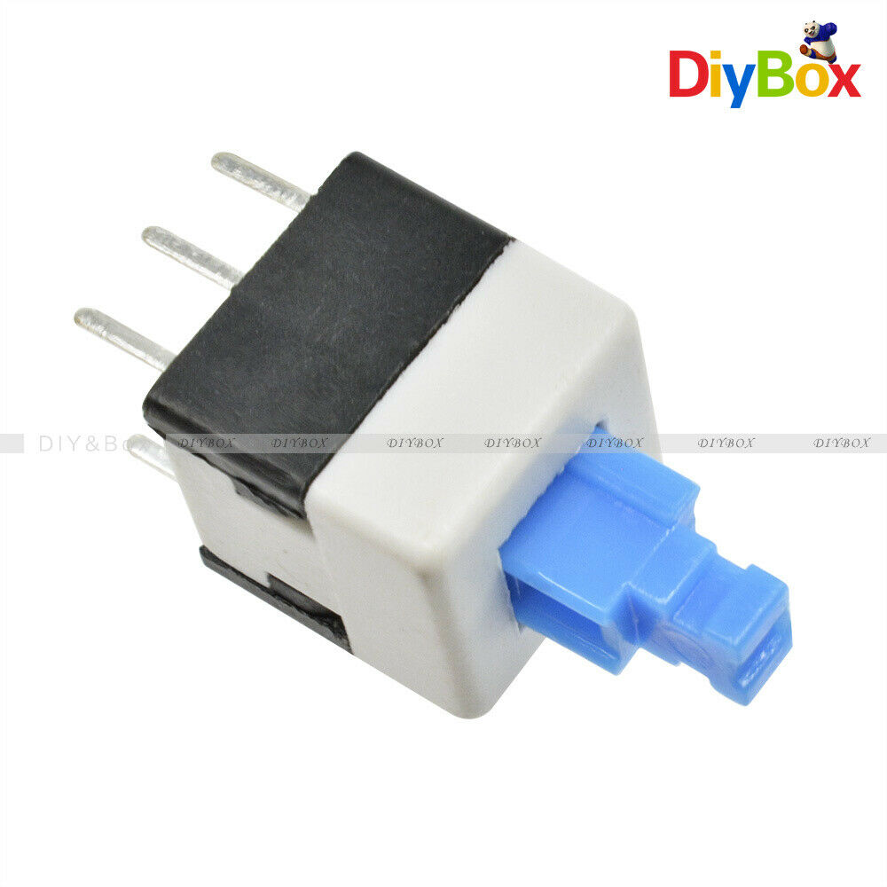 20PCS Self-locking Blue Cap Type Square Blue Button Switch Control 8X8mm