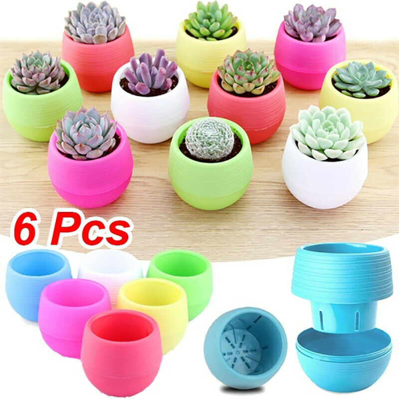 6PCs Flower Pots Mini Flower Pot Garden Nursery Pots for Succulent Plants De NC