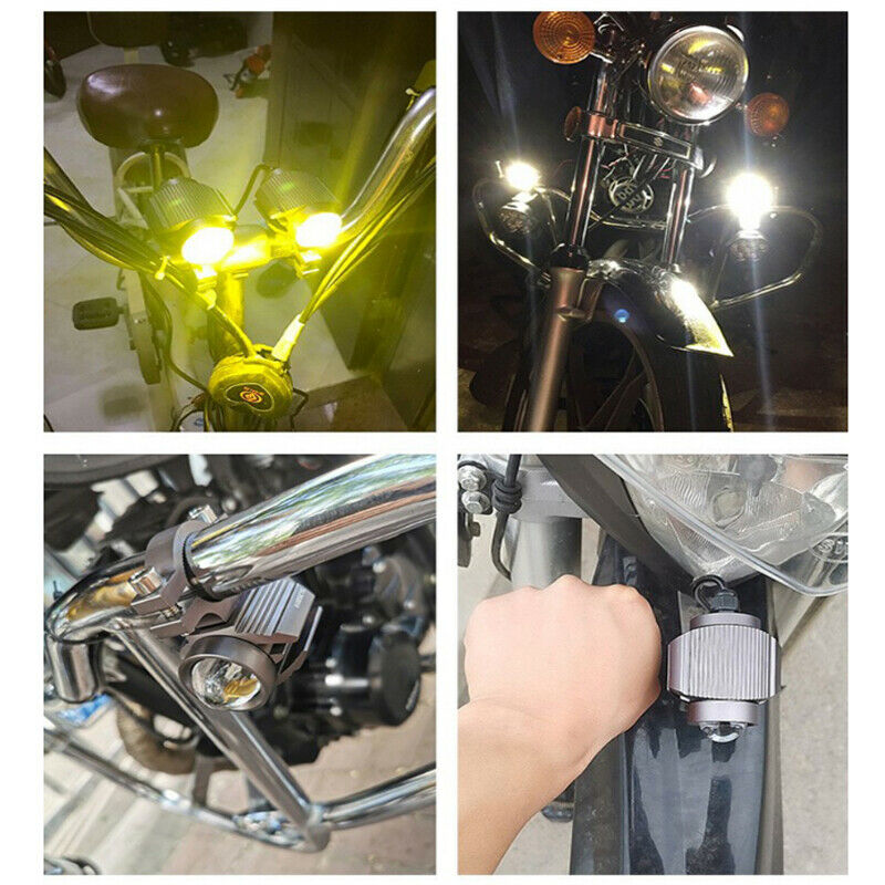 1PCS LED Car Motorcycle Bikes U7 Lens Two-color Spotlight Lamp 6000K Waterproof