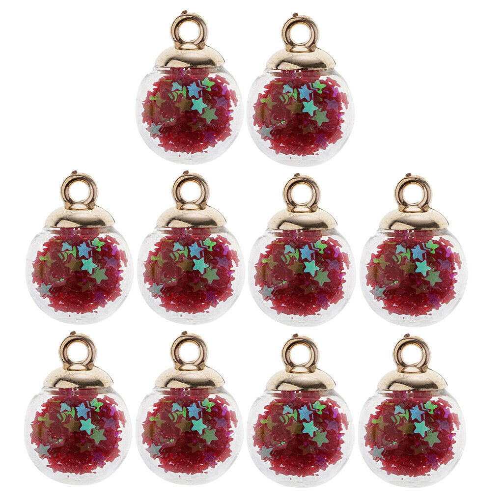 20X 16mm Charms Glass Ball With Shiny Star Pendants Craft DIY Necklace Mixed