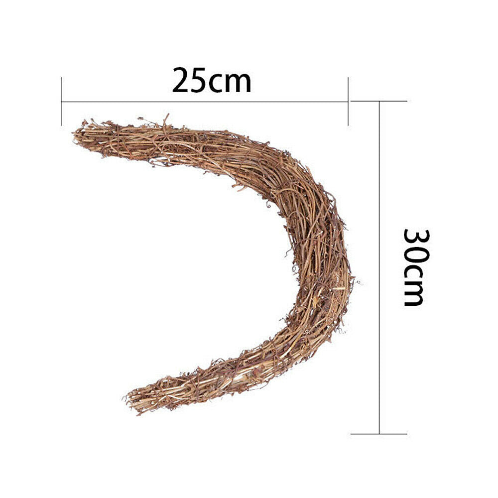 Christmas Rattan Moon Garland Wood Wreath Pendant Hanging Ornament Craft Decor